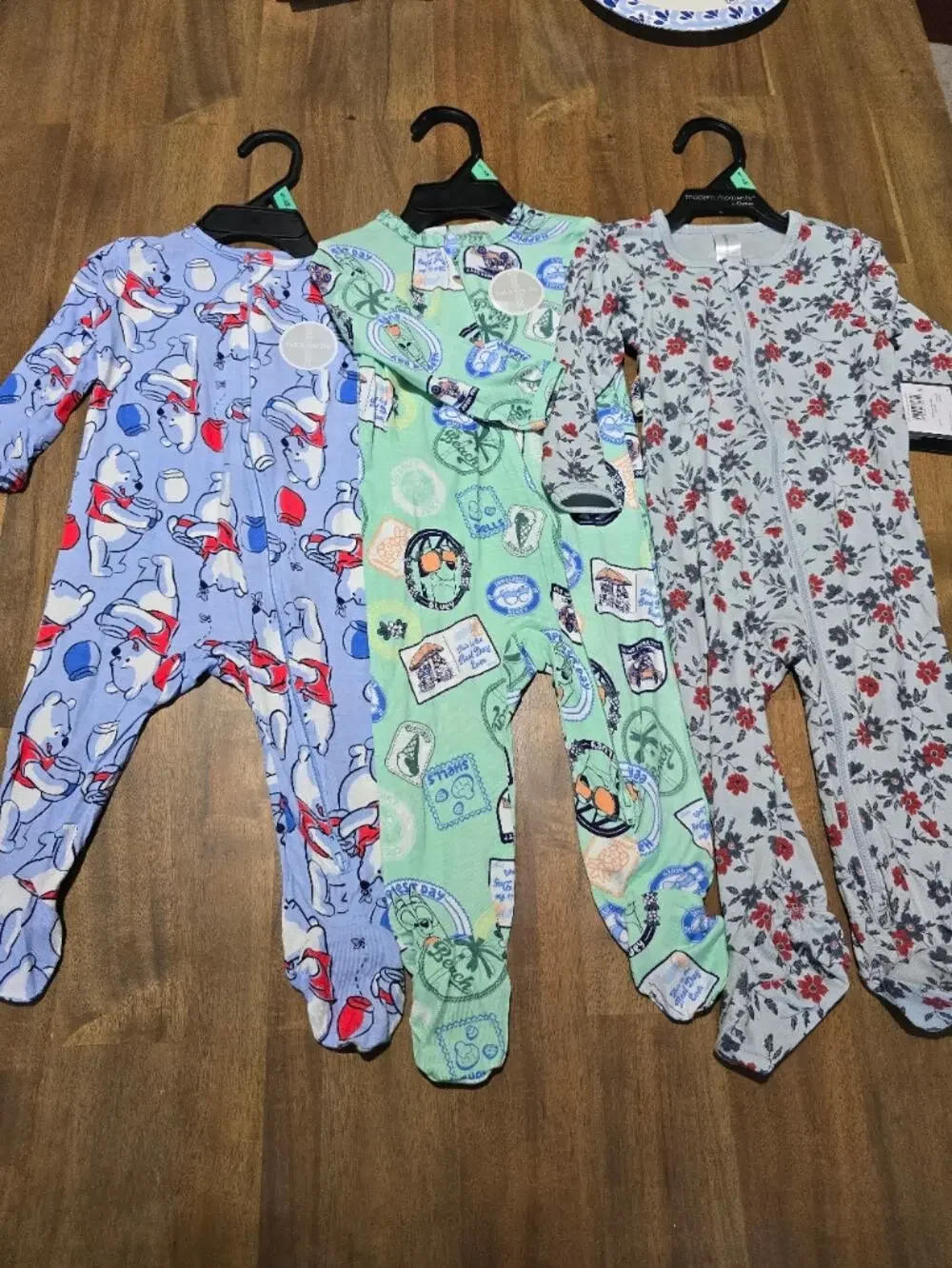NWT Disney/Modern Moments by Gerber Baby Girls Footed Pajama LOT of 3 6-9 Months